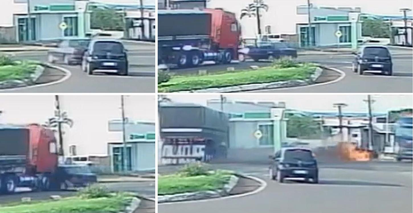 BATIDA VIOLENTA ENTRE VEÍCULO E UMA CARRETA NA BR-277 EM MATELÂNDIA