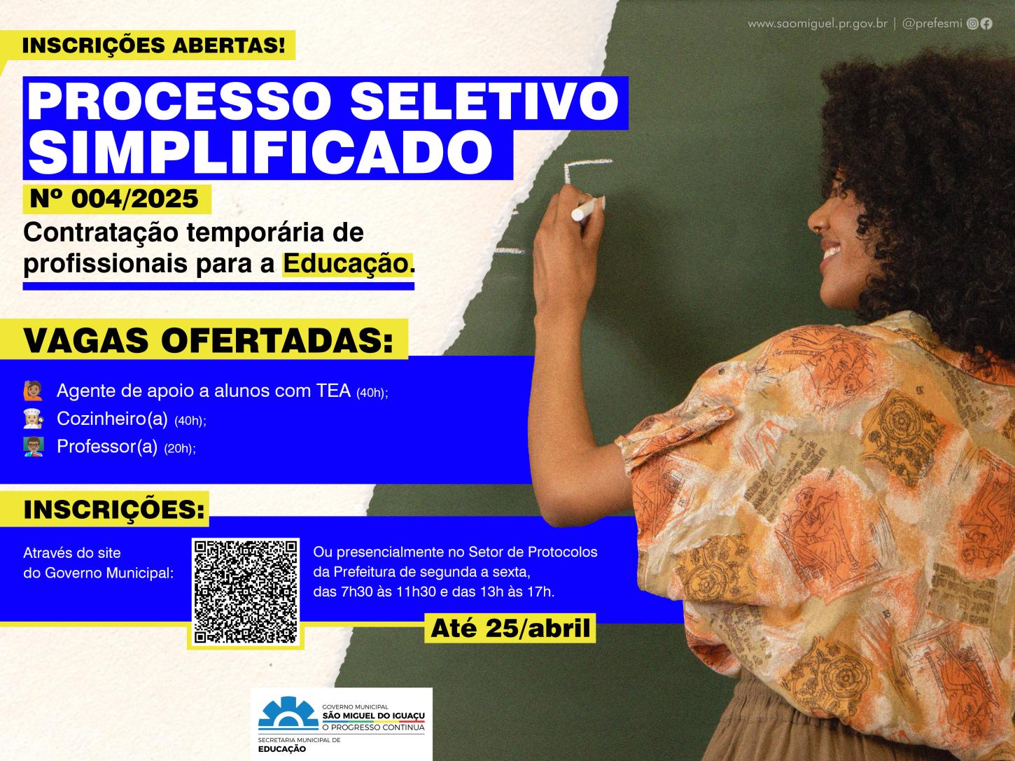 INSCRIÇÕES DO PSS EM SÃO MIGUEL NA ÁREA DA EDUCAÇÃO TERMINAM NESTA SEXTA-FEIRA (25)