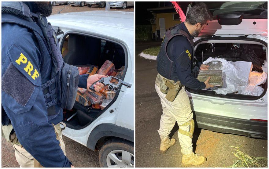PRF APREENDE MAIS DE 300KG DE MACONHA E ARMA DE FOGO EM SANTA TEREZINHA DE ITAIPU