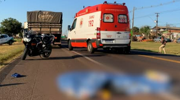 ACIDENTE ENTRE MOTO E CAMINHÃO TERMINA COM MORTE NA BR-277