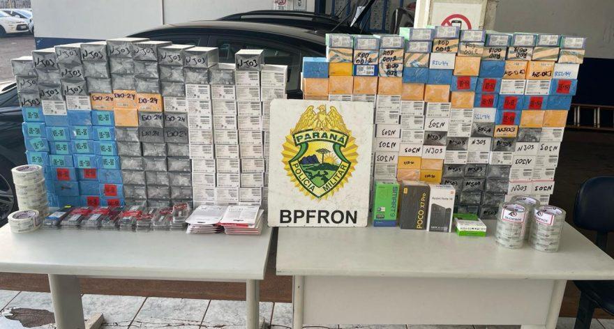 BPFRON APREENDE DOIS VEÍCULOS CARREGADOS COM CELULARES E PRENDE TRÊS HOMENS EM CÉU AZUL