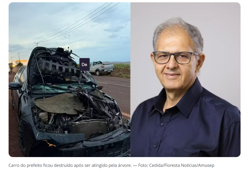 PREFEITO E PRIMEIRA-DAMA FICAM FERIDOS APÓS ÁRVORE CAIR NO CARRO DELES DURANTE VENTANIA 