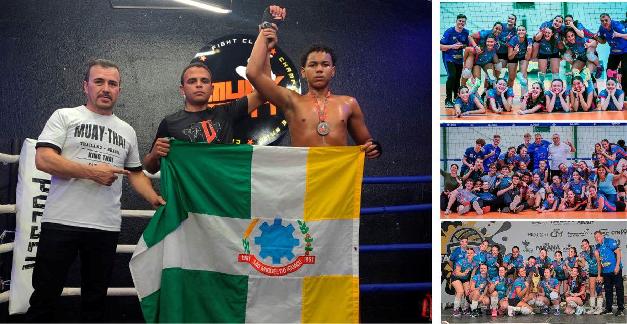ATLETAS DE SÃO MIGUEL DO IGUAÇU CONQUISTAM OURO NO KICKBOXING E NO VOLEIBOL FEMININO SUB-19