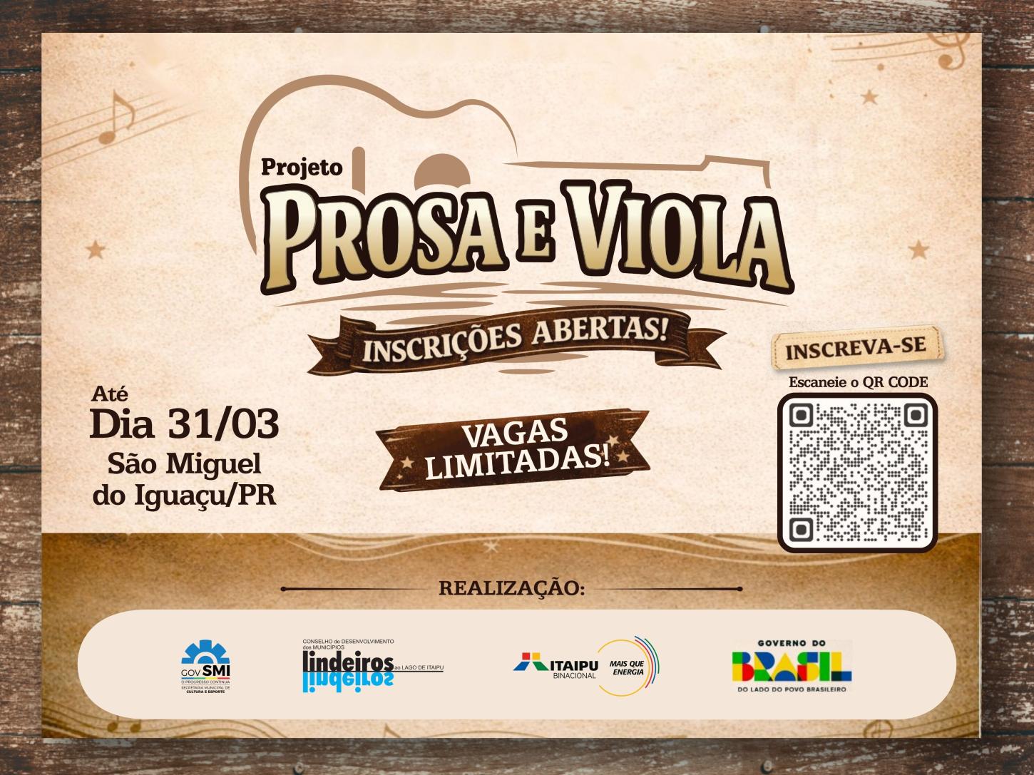 ESTÃO ABERTAS AS INSCRIÇÕES PARA O PROJETO PROSA E VIOLA COM AULAS GRATUITAS DE VIOLA CAIPIRA EM SÃO MIGUEL