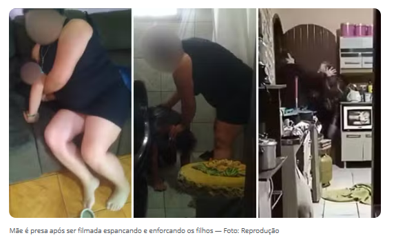 MÃE É DENUNCIADA POR TORTURA APÓS SER FILMADA ESPANCANDO E ENFORCANDO OS FILHOS NO PR: 'DESMAIA, EU NÃO AGUENTO MAIS VOCÊ FALANDO'