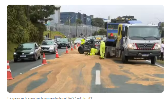 ACIDENTE GRAVE NA BR-277 DEIXA TRÊS FERIDOS