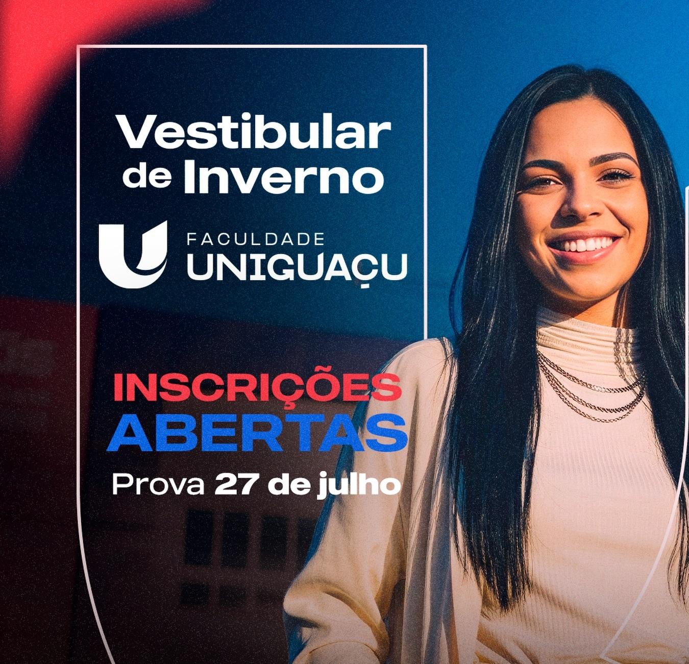 INSCRIÇÕES ABERTAS PARA O VESTIBULAR DE INVERNO 2026 DA FACULDADE UNIGUAÇU: O PRIMEIRO PASSO DE CORAGEM PARA O FUTURO 