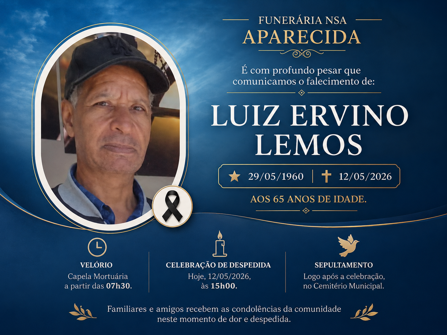 LUIZ ERVINO LEMOS FALECE AOS 65 ANOS EM ITAIPULÂNDIA