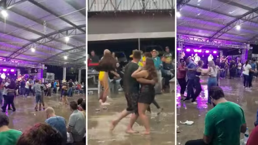 NEM ALAGAMENTO PARA BAILE NO INTERIOR DO PARANÁ E PÚBLICO DANÇA NA ÁGUA