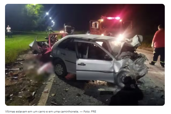 QUATRO PESSOAS MORREM EM GRAVE ACIDENTE ENTRE CARRO E CAMINHONETE NA PR-463