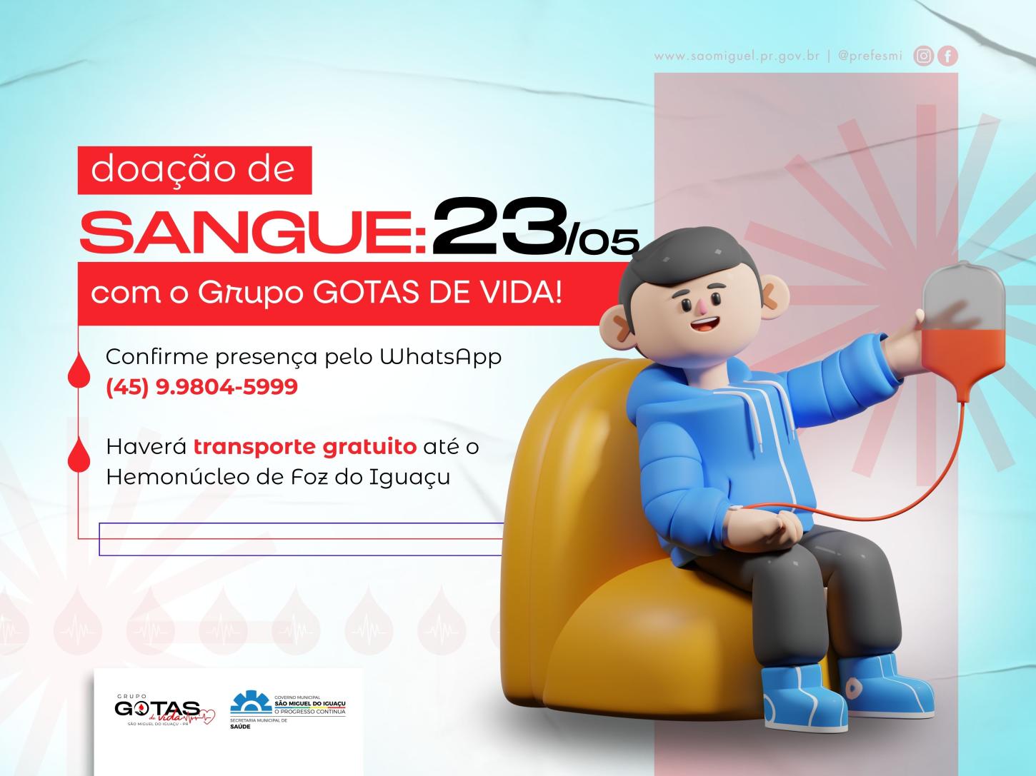 SÃO MIGUEL DO IGUAÇU PROMOVE CAMPANHA DE DOAÇÃO DE SANGUE NO PRÓXIMO SÁBADO