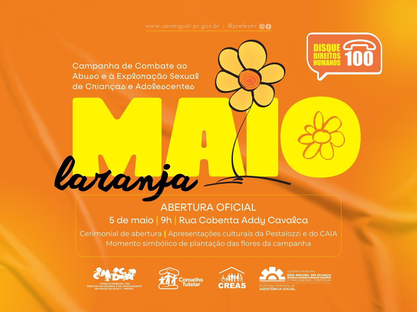 SÃO MIGUEL DO IGUAÇU PROMOVE MAIO LARANJA COM AÇÕES DE COMBATE À VIOLÊNCIA CONTRA CRIANÇAS E ADOLESCENTES