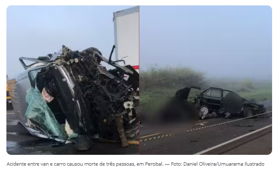 ACIDENTE ENTRE CARRO E VAN DEIXA TRÊS MORTOS E TRÊS FERIDOS NA PR-323