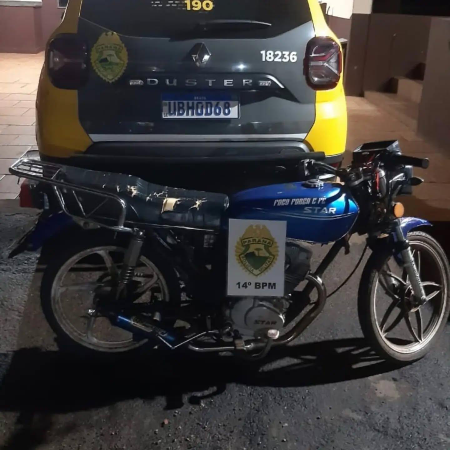 ADOLESCENTES SÃO ABORDADOS COM MOTOCICLETA IRREGULAR E SEM HABILITAÇÃO EM SÃO MIGUEL DO IGUAÇU