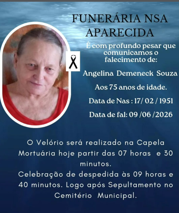 ANGELINA DEMENECK SOUZA FALECE AOS 75 ANOS EM ITAIPULÂNDIA