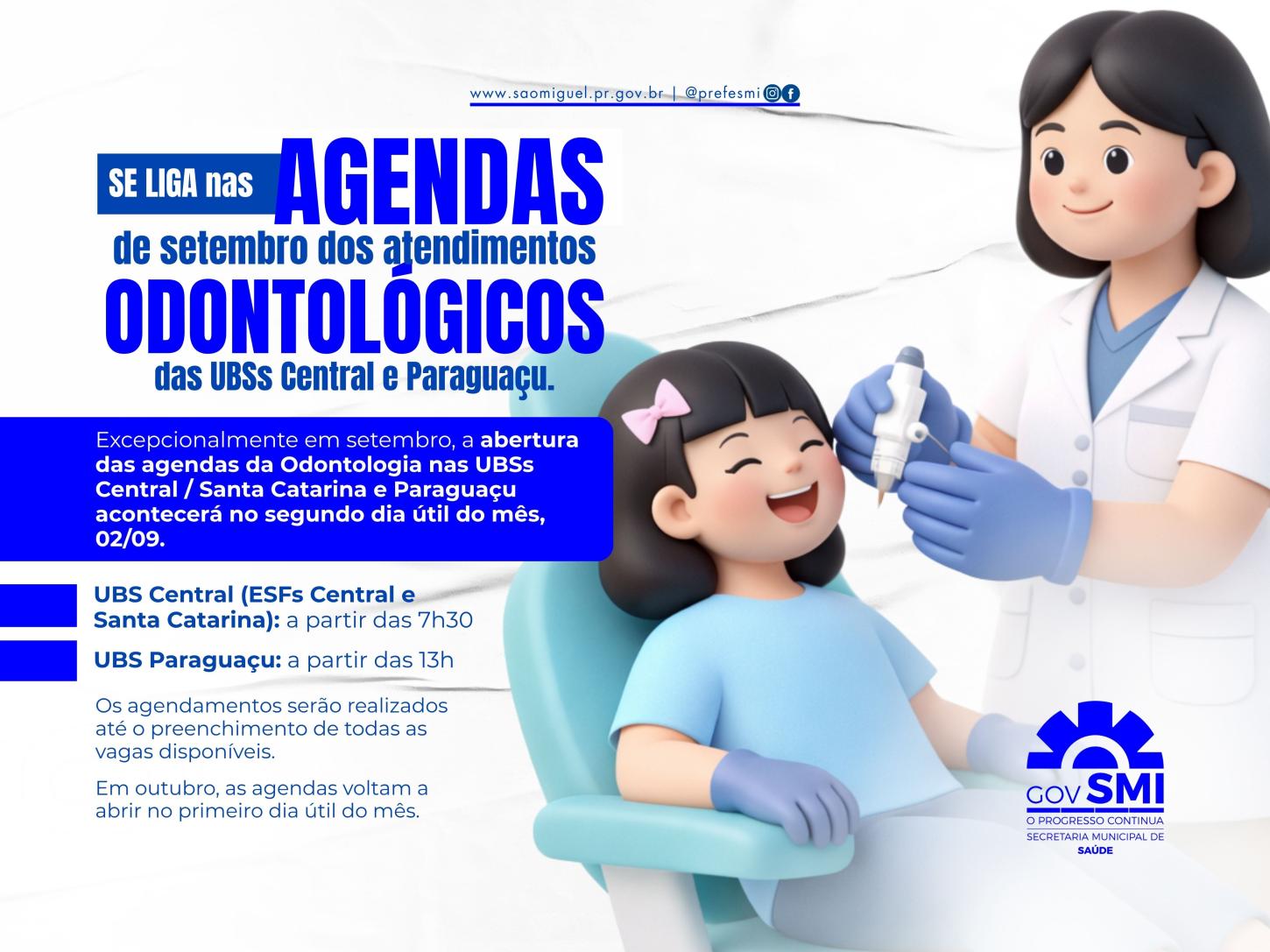 AGENDAMENTO PARA CIRURGIAS ODONTOLÓGICAS E ENDODONTIA TERÁ ALTERAÇÃO EM SETEMBRO EM SÃO MIGUEL