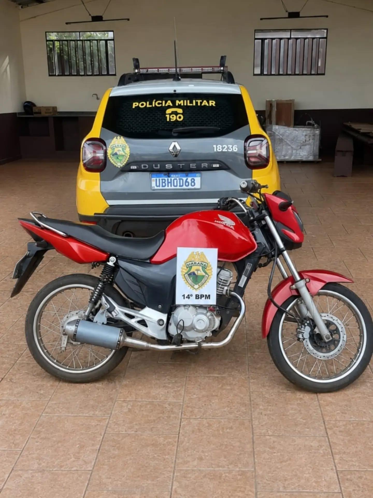 MOTOCICLETA IRREGULAR É APREENDIDA PELA PM DURANTE PATRULHAMENTO EM SÃO MIGUEL DO IGUAÇU