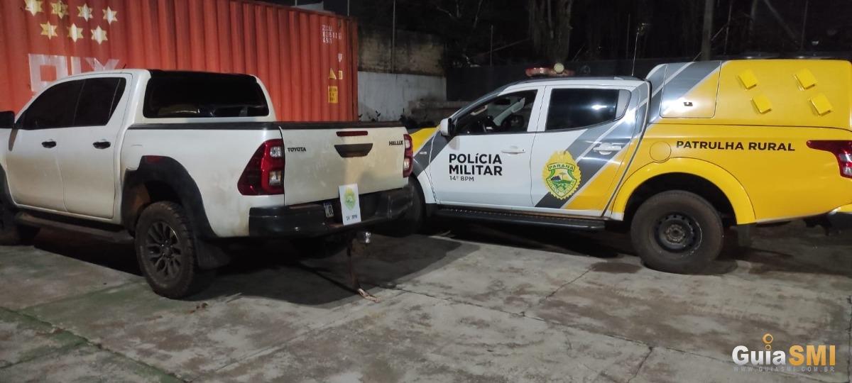 PM RECUPERA TOYOTA HILUX FURTADA EM ÁREA DE MATA EM MEDIANEIRA
