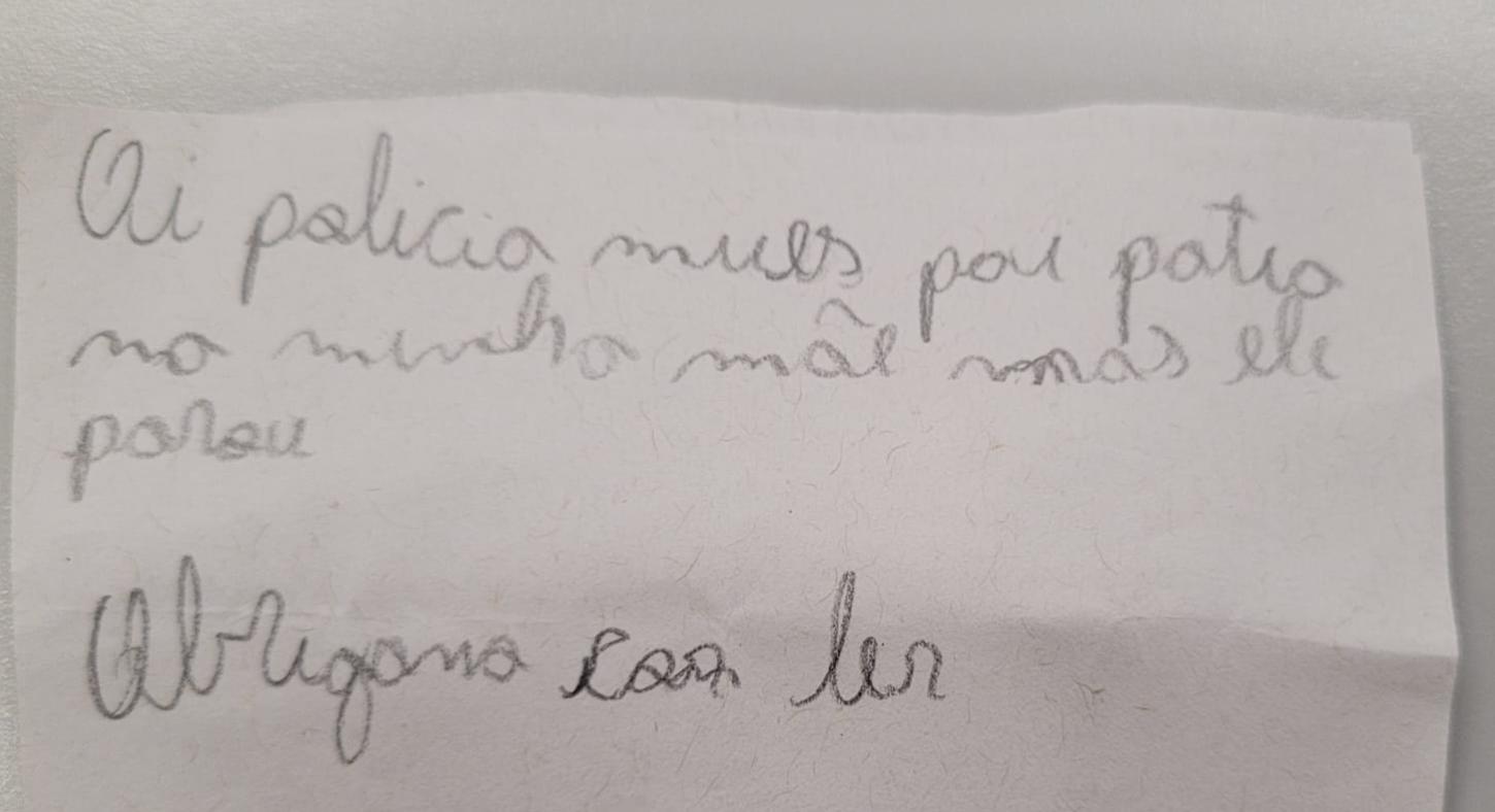 BILHETE DE ALUNO NO PROERD REVELA SITUAÇÃO DE VIOLÊNCIA DOMÉSTICA 
