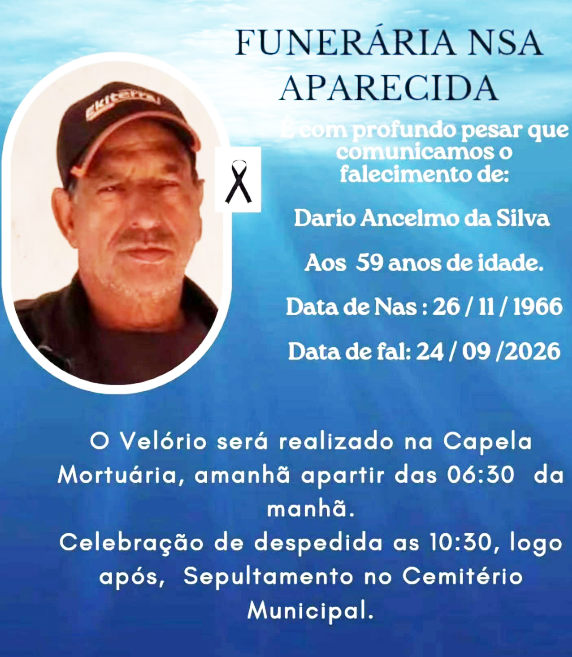 FALECE AOS 59 ANOS DARIO ANCELMO DA SILVA, EM ITAIPULÂNDIA