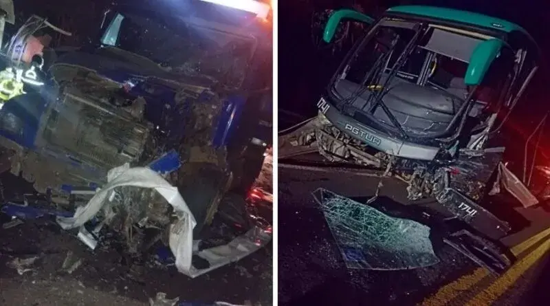 GRAVE ACIDENTE ENVOLVE ÔNIBUS E DUAS CARRETAS NA BR-369