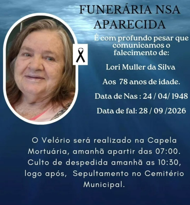 ITAIPULÂNDIA SE DESPEDE DE LORI MULLER DA SILVA, AOS 78 ANOS