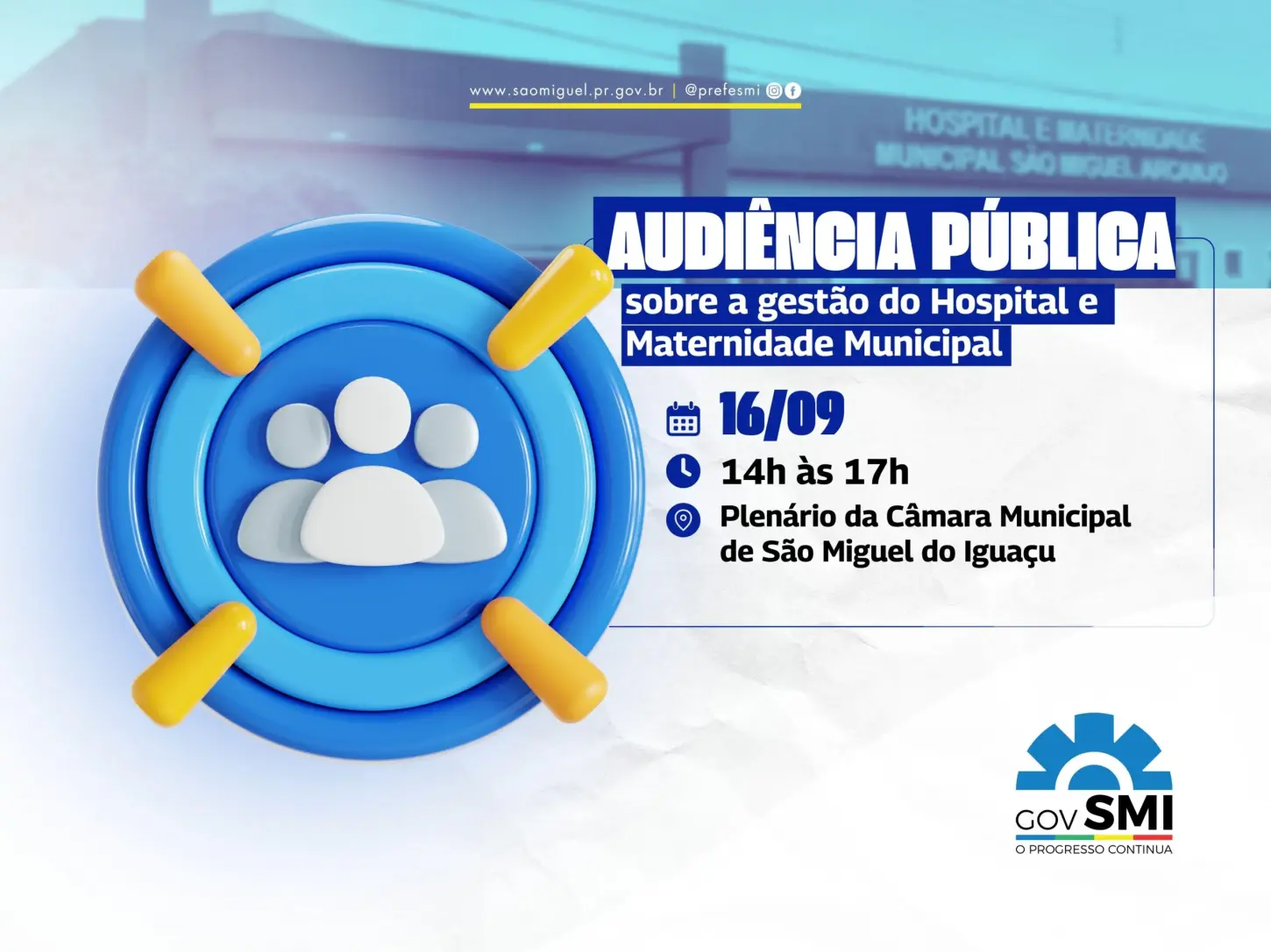 SÃO MIGUEL - AUDIÊNCIA PÚBLICA VAI TRATAR SOBRE A GESTÃO DO HOSPITAL E MATERNIDADE MUNICIPAL