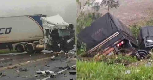 BATIDA ENTRE DUAS CARRETAS DEIXA MOTORISTA FERIDO NA BR-369, EM CORBÉLIA