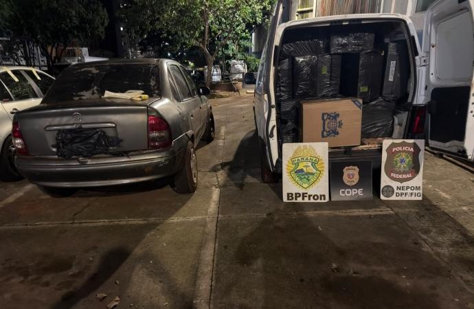 BPFRON E POLÍCIA FEDERAL APREENDEM 5 MIL PACOTES DE CIGARROS EM ITAIPULÂNDIA