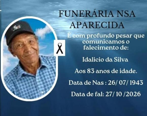 FALECE IDALICIO DA SILVA, AOS 83 ANOS, EM ITAIPULÂNDIA