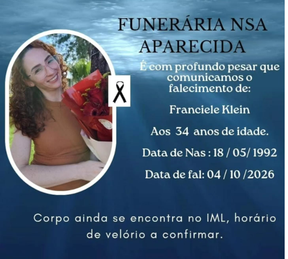 ITAIPULÂNDIA SE DESPEDE DE FRANCIELE KLEIN, QUE FALECEU AOS 34 ANOS