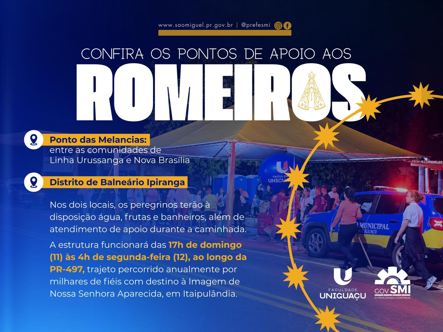 SÃO MIGUEL DO IGUAÇU PREPARA PONTOS DE APOIO PARA ROMEIROS RUMO A ITAIPULÂNDIA