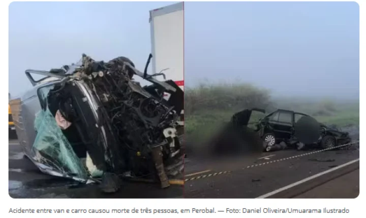 ACIDENTE ENTRE CARRO E VAN DEIXA TRÊS MORTOS E TRÊS FERIDOS NA PR-323