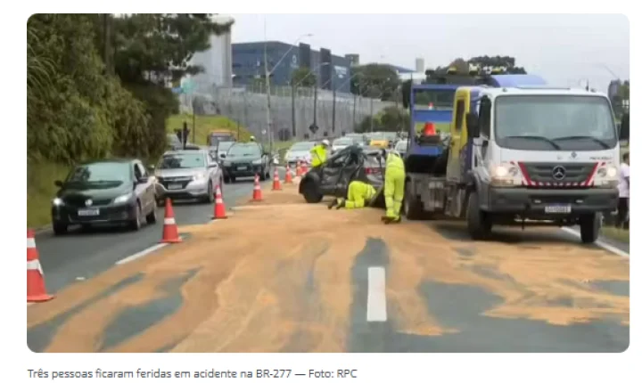 ACIDENTE GRAVE NA BR-277 DEIXA TRÊS FERIDOS
