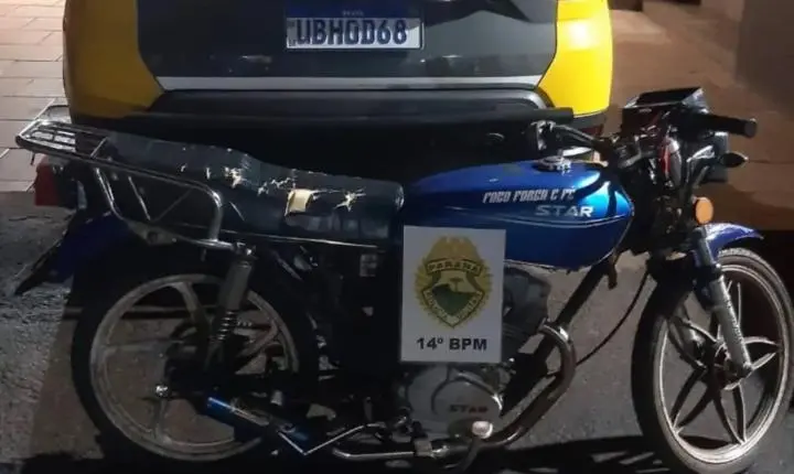ADOLESCENTES SÃO ABORDADOS COM MOTOCICLETA IRREGULAR E SEM HABILITAÇÃO EM SÃO MIGUEL DO IGUAÇU