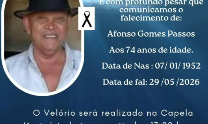 AFONSO GOMES PASSOS MORRE AOS 74 ANOS EM ITAIPULÂNDIA