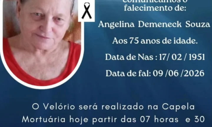ANGELINA DEMENECK SOUZA FALECE AOS 75 ANOS EM ITAIPULÂNDIA