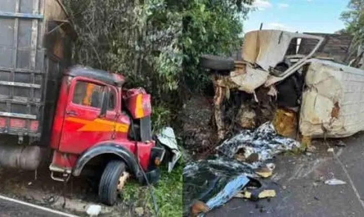 BATIDA ENTRE VAN E CAMINHÃO DEIXA DUAS PESSOAS MORTAS NA PR-281, EM REALEZA