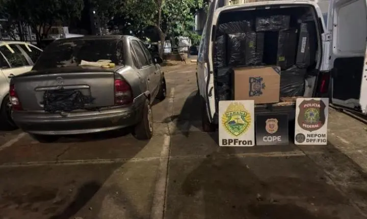 BPFRON E POLÍCIA FEDERAL APREENDEM 5 MIL PACOTES DE CIGARROS EM ITAIPULÂNDIA