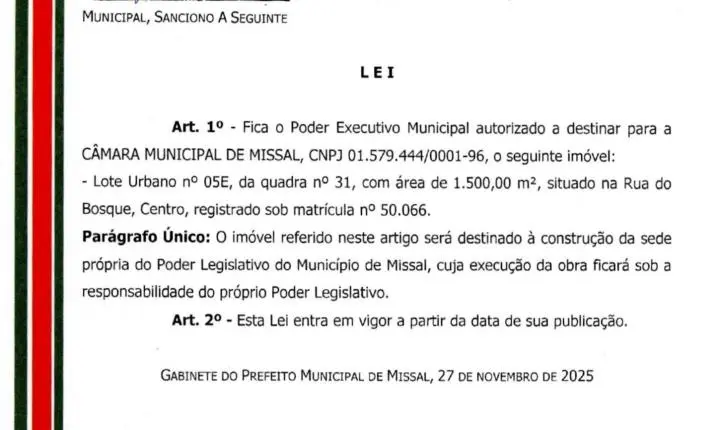 CÂMARA DE MISSAL APRESENTA AS DUAS PRIMEIRAS ETAPAS DO PROJETO DA FUTURA SEDE PRÓPRIA