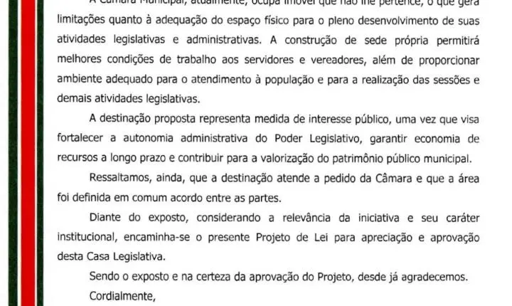 CÂMARA DE MISSAL APRESENTA AS DUAS PRIMEIRAS ETAPAS DO PROJETO DA FUTURA SEDE PRÓPRIA