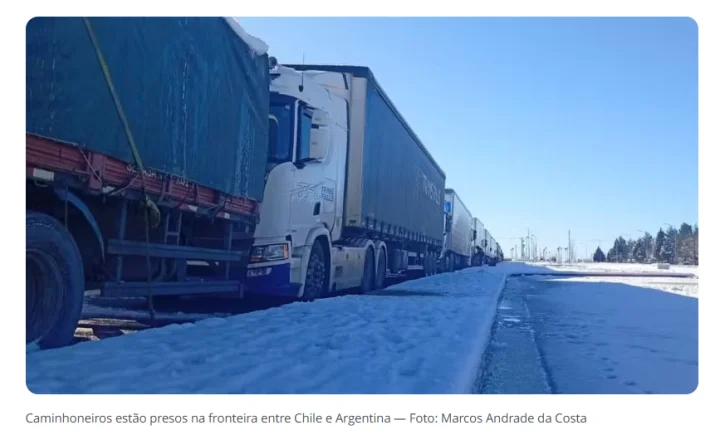 CAMINHONEIRO DE MEDIANEIRA ESTÁ RETIDO NA ARGENTINA E RELATA FRIO INTENSO, FILAS E INCERTEZA NA ESTRADA