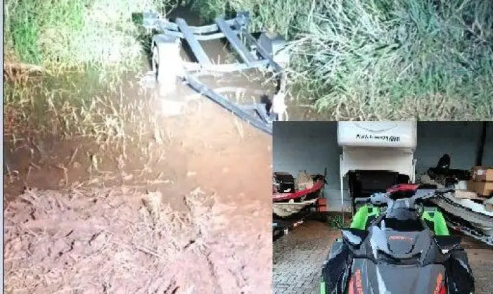 REBOQUE DE JET SKI FURTADO NO CENTRO DE ITAIPULÂNDIA É LOCALIZADO ÀS MARGENS DO LAGO DE ITAIPU