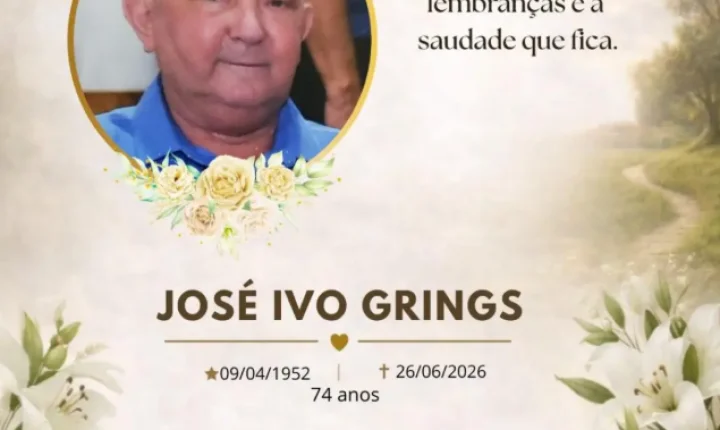 CENÁCULO ACOLHIMENTO COMUNICA O FALECIMENTO DE JOSÉ IVO GRINGS, AOS 74 ANOS, EM MISSAL