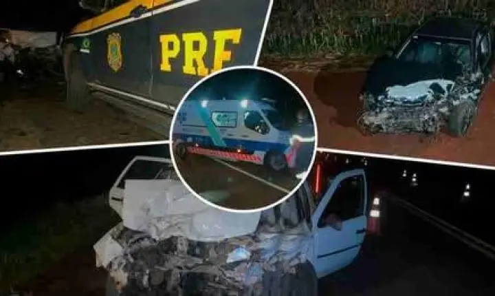 COLISÃO FRONTAL DEIXA DOIS MORTOS E DOIS FERIDOS GRAVES EM CÉU AZUL