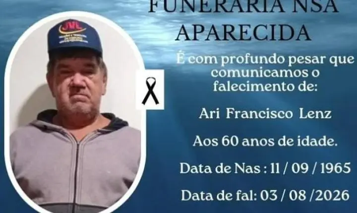 FALECE ARI FRANCISCO LENZ AOS 60 ANOS EM ITAIPULÂNDIA