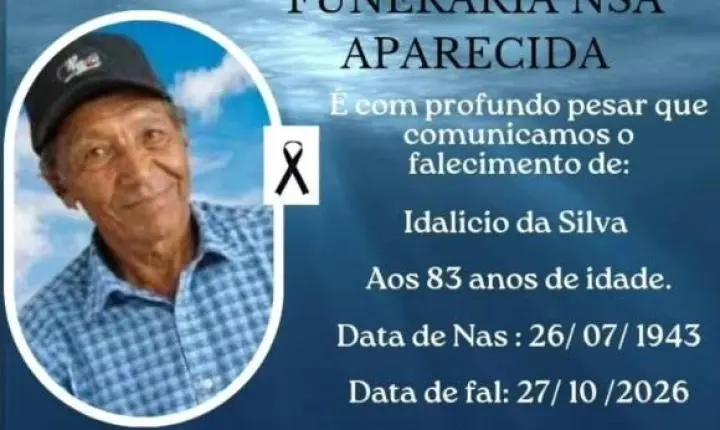 FALECE IDALICIO DA SILVA, AOS 83 ANOS, EM ITAIPULÂNDIA