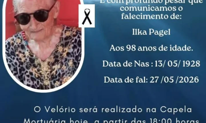 FUNERÁRIA NOSSA SENHORA APARECIDA COMUNICA O FALECIMENTO DE ILKA PAGEL EM ITAIPULÂNDIA