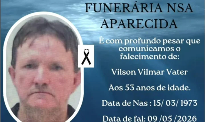 FUNERÁRIA NOSSA SENHORA APARECIDA DE ITAIPULÂNDIA COMUNICOU O FALECIMENTO DE VILSON VILMAR VATER, AOS 53 ANOS