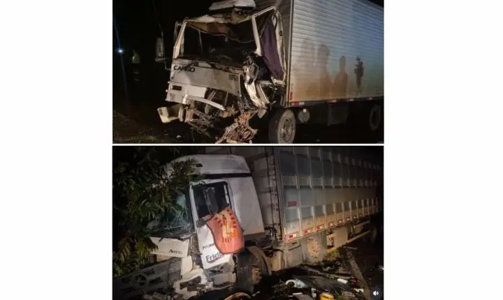 GRAVE ACIDENTE ENTRE DOIS CAMINHÕES E UM GOL INTERDITA TOTALMENTE A PR-158
